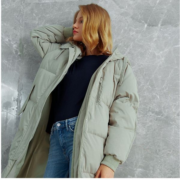women's white duck down jacket oversize winter middle length casual loose warm outwear thickened knee-length coath, Black
women's white duck down jacket oversize winter middle length casual loose warm outwear thickened knee-length coath, Black