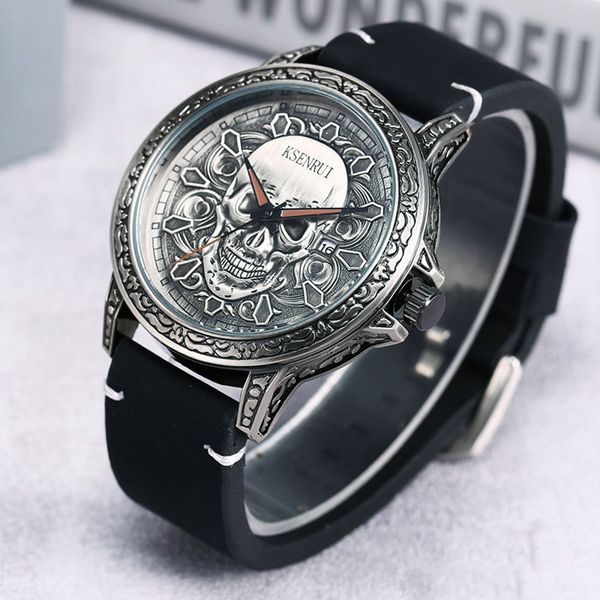 fashion 3d skull men watches brand luxury retro leather casual quartz wrist watches men male date clocks relogio masculino, Slivery;brown
fashion 3d skull men watches brand luxury retro leather casual quartz wrist watches men male date clocks relogio masculino, Slivery;brown