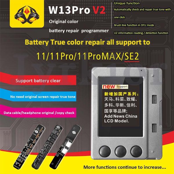 w13 pro v2 for 11pro max xr xs max true tone light sensor repairing chip programmer battery data headphone repair tester
w13 pro v2 for 11pro max xr xs max true tone light sensor repairing chip programmer battery data headphone repair tester