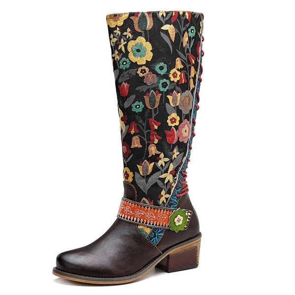 womens vintage leather floral round toe knee high riding boots ethic shoes lace up back shoes s118, Black
womens vintage leather floral round toe knee high riding boots ethic shoes lace up back shoes s118, Black