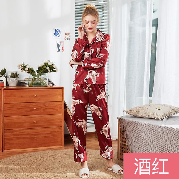 burgundy silky sleep pajamas womens shirt pants sleepwear sets casual spring autumn home wear nightwear robe bath gown -xl, Black;red
burgundy silky sleep pajamas womens shirt pants sleepwear sets casual spring autumn home wear nightwear robe bath gown -xl, Black;red