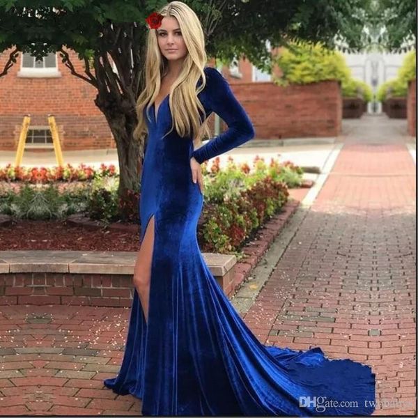 royal blue velvet prom dresses 2019 v neck long sleeves split african black girl christmas vestido de festa for party gowns, Red
royal blue velvet prom dresses 2019 v neck long sleeves split african black girl christmas vestido de festa for party gowns, Red