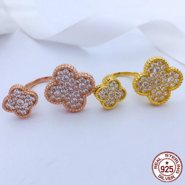 double flower full diamond s925 sterling silver clover ring female european and american fashion rose gold goddess gift 2020 new hot
double flower full diamond s925 sterling silver clover ring female european and american fashion rose gold goddess gift 2020 new hot