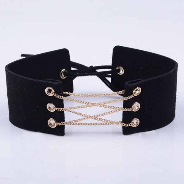 chokers women syede lace up choker necklace thick 5 color velvet corset leather collares wrap clavicle gothic, Golden;silver
chokers women syede lace up choker necklace thick 5 color velvet corset leather collares wrap clavicle gothic, Golden;silver