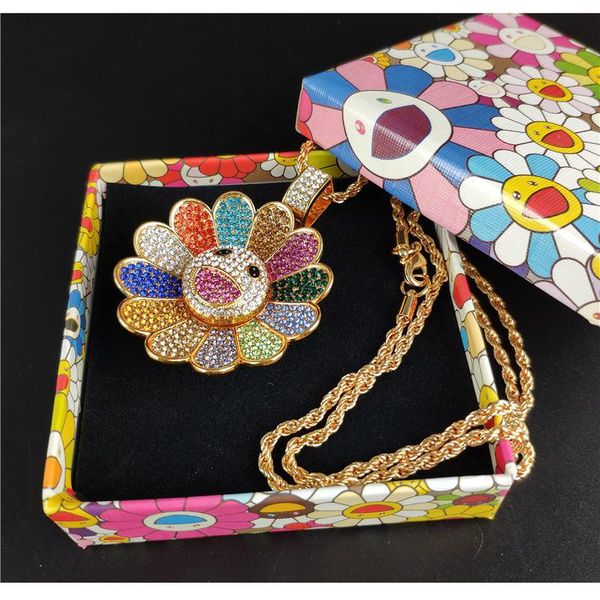 men hip hop takashi murakami sunflower pendant necklaces 2019 3d rotatable petals bling crystal charm necklace for women, Silver
men hip hop takashi murakami sunflower pendant necklaces 2019 3d rotatable petals bling crystal charm necklace for women, Silver