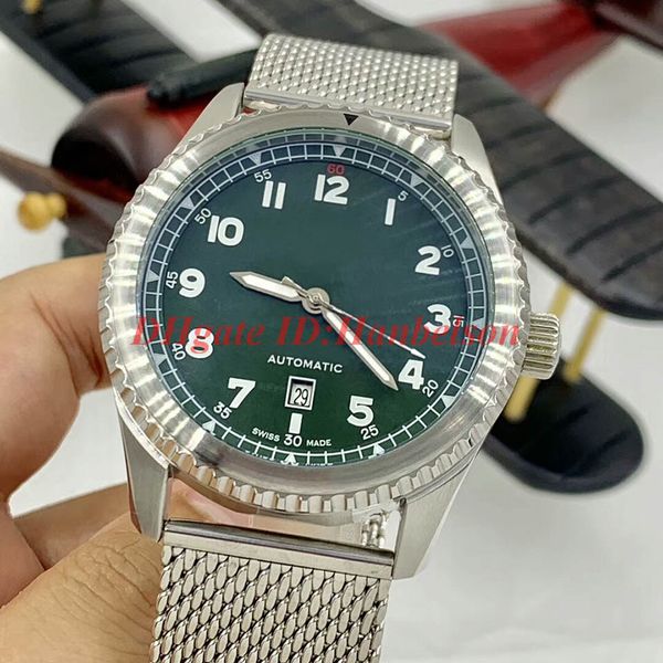 1884 pilot 8 automatic watch army green nylon leather strap men watches 41mm mechanical steel case green dial montre de luxe, Slivery;black
1884 pilot 8 automatic watch army green nylon leather strap men watches 41mm mechanical steel case green dial montre de luxe, Slivery;black