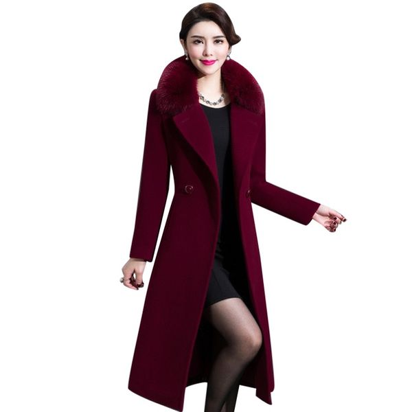 autumn winter womens woolen coats fashion thicken slim middle long fur collar cashmere windbreaker coat women's plus size 4xl, Black
autumn winter womens woolen coats fashion thicken slim middle long fur collar cashmere windbreaker coat women's plus size 4xl, Black