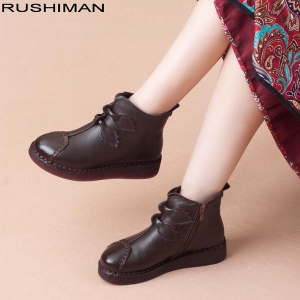 autumn winter new thick bottom genuine leather ankle boots hand-stitched shoes round head comfortable platform mother warm shoes, Black
autumn winter new thick bottom genuine leather ankle boots hand-stitched shoes round head comfortable platform mother warm shoes, Black