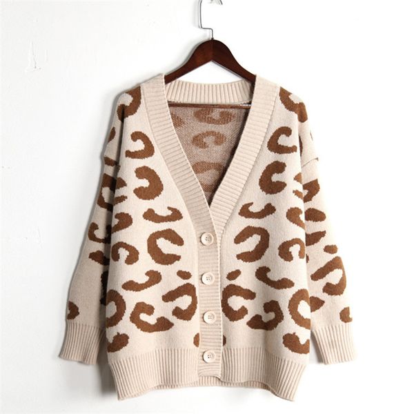 svokor leopard women's knitted jacket v-neck loose cardigans of large sizes trend splice women's sweater, White
svokor leopard women's knitted jacket v-neck loose cardigans of large sizes trend splice women's sweater, White