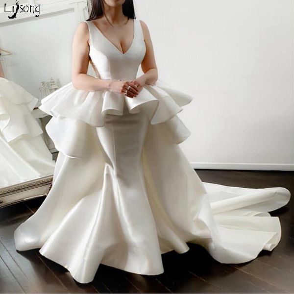 high fashion ivory wedding dress custom made satin brides gown puffy waist long train mariage bridal robe de soiree women event dresses, White
high fashion ivory wedding dress custom made satin brides gown puffy waist long train mariage bridal robe de soiree women event dresses, White