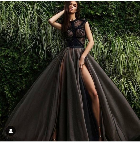 split black appliqued evening dress sweep train custom made a-line jewel special eformal party prom dress, Black;red
split black appliqued evening dress sweep train custom made a-line jewel special eformal party prom dress, Black;red