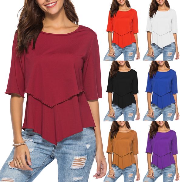 european and american women's clothing 3/4 sleeve round neck casual linen t-shirt, White
european and american women's clothing 3/4 sleeve round neck casual linen t-shirt, White