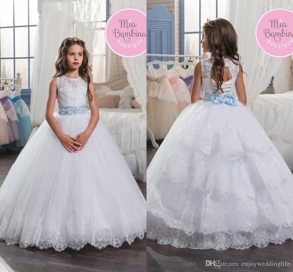 white lovely sleeveless flower girl dresses 2019 crew neck lace appliqued beaded sequins corset back birthday communion toddler kids wear, White;blue
white lovely sleeveless flower girl dresses 2019 crew neck lace appliqued beaded sequins corset back birthday communion toddler kids wear, White;blue
