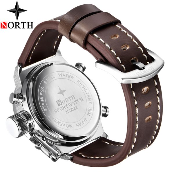 north mens sport digital watches waterproof leather satch analog quartz watch men casual military clock relogio masculino, Slivery;brown
north mens sport digital watches waterproof leather satch analog quartz watch men casual military clock relogio masculino, Slivery;brown