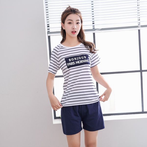 short sleeve casual striped cotton shorts pajama sets for women new summer korean sleepwear pyjama homewear pijama mujer clothes, Black;red
short sleeve casual striped cotton shorts pajama sets for women new summer korean sleepwear pyjama homewear pijama mujer clothes, Black;red