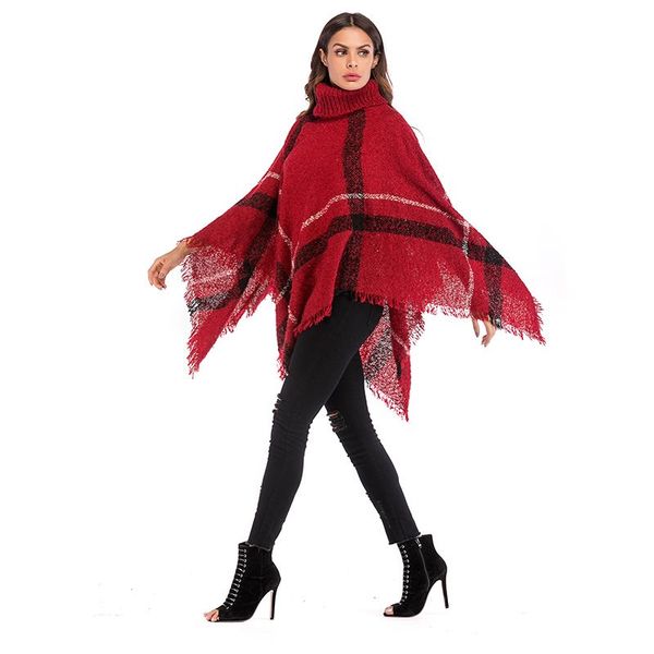 turtle neck sweater for women 2020 winter autunm plaid cloak wool blend knitted fashion designer gr, White;black
turtle neck sweater for women 2020 winter autunm plaid cloak wool blend knitted fashion designer gr, White;black