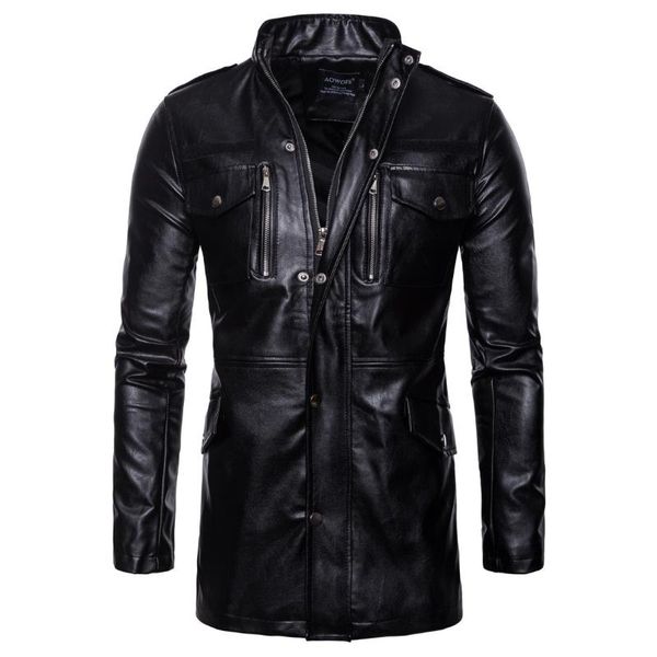 men's fur & faux 2021 autumn outfit in the long leather motorcycle jacket collar four pockets, Black
men's fur & faux 2021 autumn outfit in the long leather motorcycle jacket collar four pockets, Black