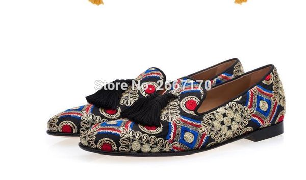 super trend men's shoes patchwork embroidered canvas loafers fringed tassel flats multicolor slippers fashion shoes men big size, Black
super trend men's shoes patchwork embroidered canvas loafers fringed tassel flats multicolor slippers fashion shoes men big size, Black