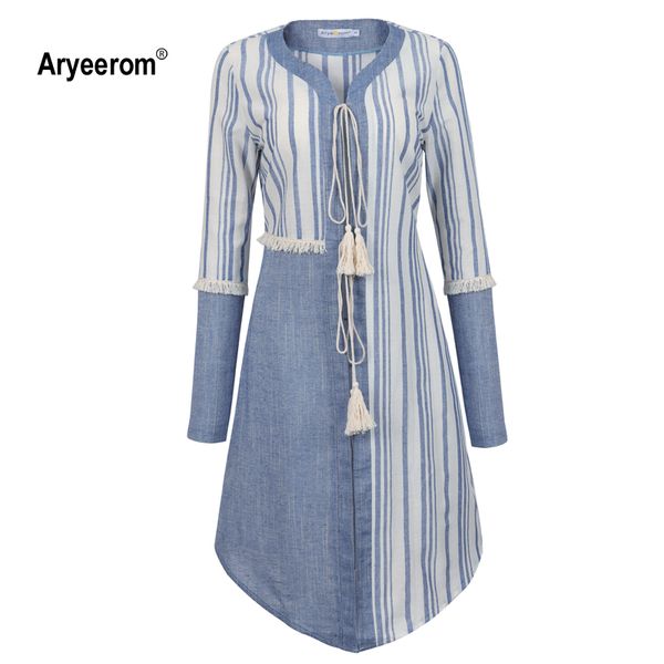 women's long striped yarn-dyed long-sleeved fringed bandage windbreaker jacket spliced tassel outwear blue, Tan;black
women's long striped yarn-dyed long-sleeved fringed bandage windbreaker jacket spliced tassel outwear blue, Tan;black