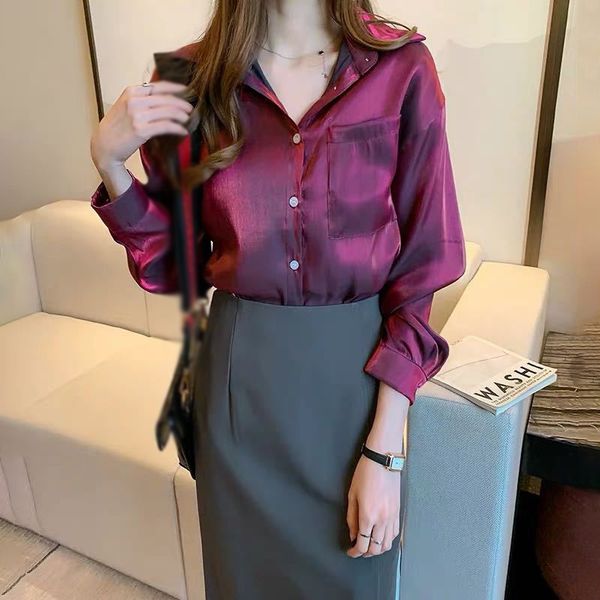 vintage blouse women solid satin loose blouse long sleeve v-neck button turn-down collar female sale, Black;red
vintage blouse women solid satin loose blouse long sleeve v-neck button turn-down collar female sale, Black;red