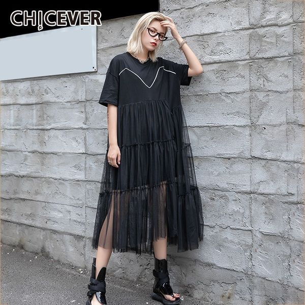 chicever summer sweet patchwork mesh hem solid black women dress o neck short sleeve loose slim female ball gown dresses 2019, Black;gray
chicever summer sweet patchwork mesh hem solid black women dress o neck short sleeve loose slim female ball gown dresses 2019, Black;gray