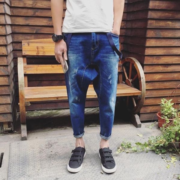new arrival men's casual pocket light blue denim overalls drop crotch casual harem jeans jumpsuit hiphop suspenders jeans 060704
new arrival men's casual pocket light blue denim overalls drop crotch casual harem jeans jumpsuit hiphop suspenders jeans 060704