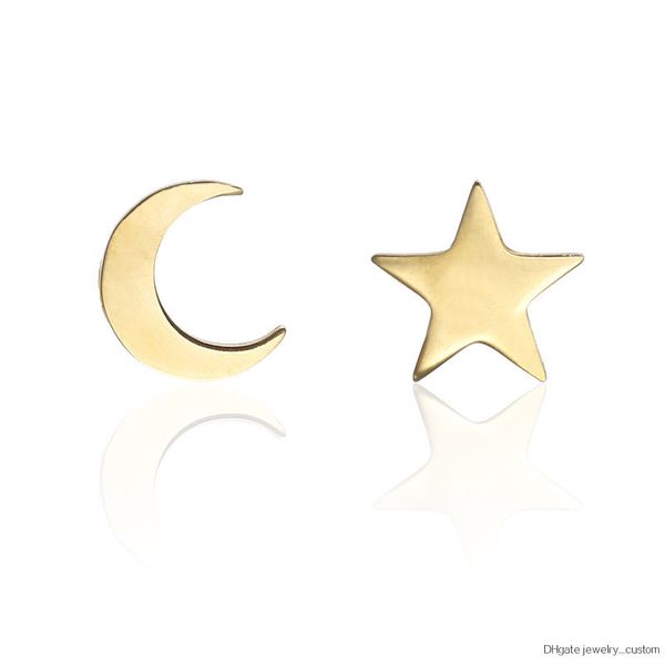 Women Gold Stainless Steel Cute Earrings Moon Star Stud Earrings For Girls Minimalist Jewelry Geometric Earrings E0206 
Women Gold Stainless Steel Cute Earrings Moon Star Stud Earrings For Girls Minimalist Jewelry Geometric Earrings E0206