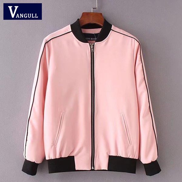 women sweet pink jacket baseball uniform style coat ladies elegant stand collar long sleeve autumn winter outwear vangull 2018, Black;brown
women sweet pink jacket baseball uniform style coat ladies elegant stand collar long sleeve autumn winter outwear vangull 2018, Black;brown