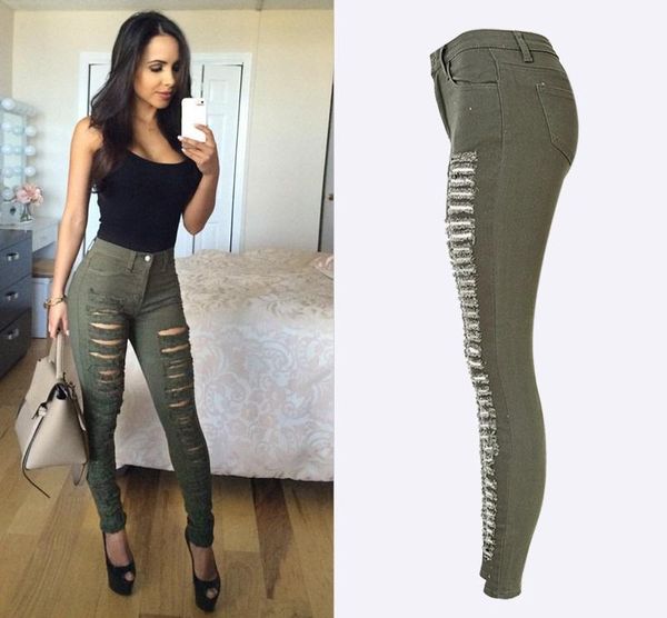fashion army green /black /white ripped jeans women plus size distressed high waist jeans ladies skinny jean taille haute, Blue
fashion army green /black /white ripped jeans women plus size distressed high waist jeans ladies skinny jean taille haute, Blue