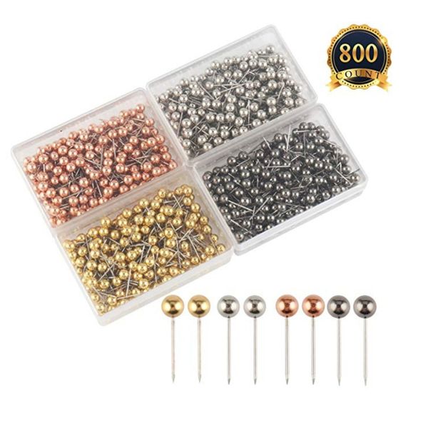 800 pieces map tacks 1/8-inch retro plastic + metal beads head marking push pins, 4 colors
800 pieces map tacks 1/8-inch retro plastic + metal beads head marking push pins, 4 colors