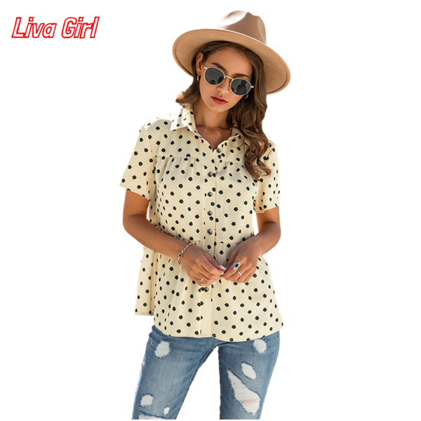 women's blouses & shirts fashion polka dot blouse short sleeve shirt summer turn-down collar loose casual women blusas feamle 2021, White
women's blouses & shirts fashion polka dot blouse short sleeve shirt summer turn-down collar loose casual women blusas feamle 2021, White