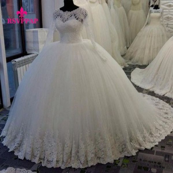 lace ball gown wedding dress long sleeves corset bridal dress with sequins beads, White
lace ball gown wedding dress long sleeves corset bridal dress with sequins beads, White