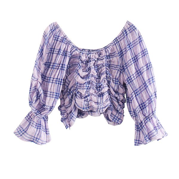 vintage plaid cropped blouse women flare long sleeve fashion pleated shirt 2020 ladies o neck sweet short blusas, White
vintage plaid cropped blouse women flare long sleeve fashion pleated shirt 2020 ladies o neck sweet short blusas, White