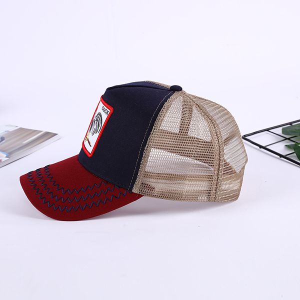 rooster embroidered baseball hat animal pattern grid hip hop cap, Blue;gray 
rooster embroidered baseball hat animal pattern grid hip hop cap, Blue;gray