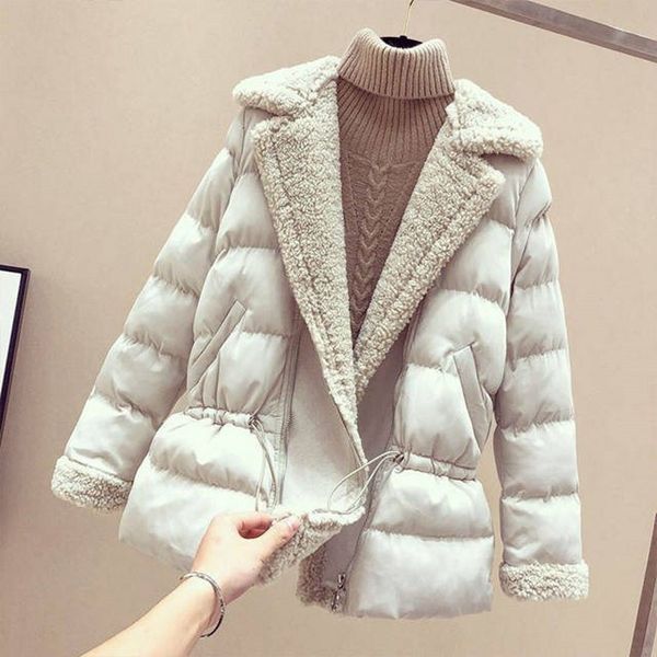 women zipper notched lambswool jackets 2019 winter coat medium-long warm parka drawstring slim waist pocket outwear, Black
women zipper notched lambswool jackets 2019 winter coat medium-long warm parka drawstring slim waist pocket outwear, Black