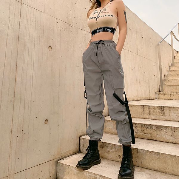 2020 summer new chic women pants streetwear high waist lacing female trousers gothic harajuku reflective pants, Black;white
2020 summer new chic women pants streetwear high waist lacing female trousers gothic harajuku reflective pants, Black;white