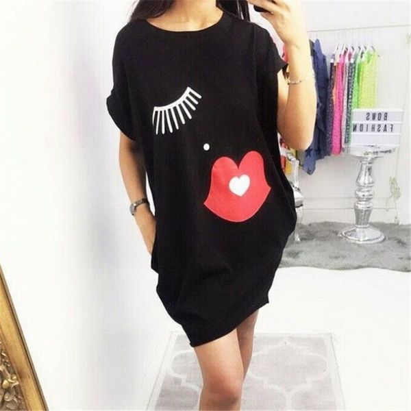 women eyelash lips summer dresses fashion ladies casual boho mini dress loose casual beach holiday dresses daily o-neck sundress, Black;gray
women eyelash lips summer dresses fashion ladies casual boho mini dress loose casual beach holiday dresses daily o-neck sundress, Black;gray