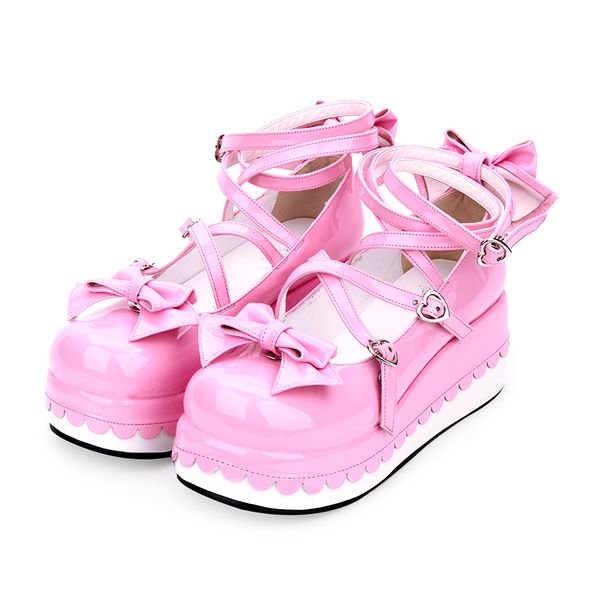 sweet lolita party shoes princess girl's high platform leather wedge shoes, Black 
sweet lolita party shoes princess girl's high platform leather wedge shoes, Black