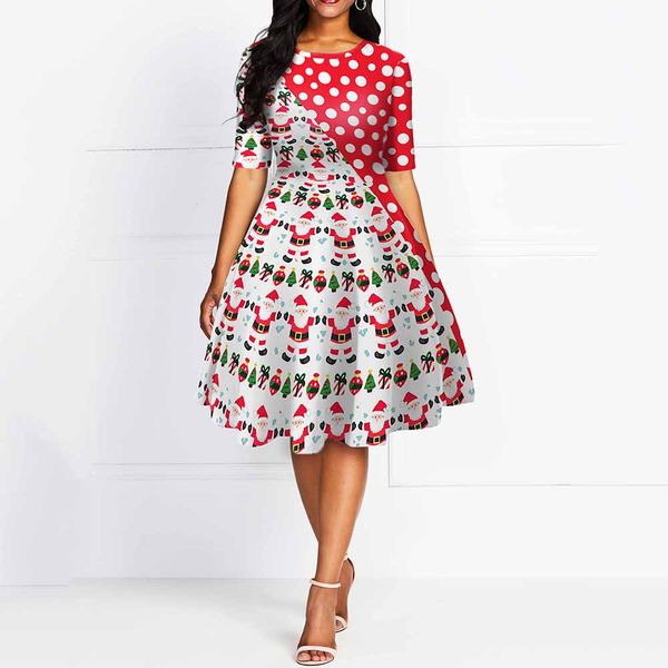 christmas print stitching polka dot dress festival party dress vintage women x-mas casual new year elegant vestidos robe, Black;gray
christmas print stitching polka dot dress festival party dress vintage women x-mas casual new year elegant vestidos robe, Black;gray