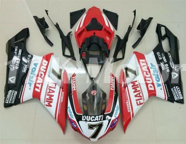 

injection mold new abs motorcycle fairings kit for ducati 848 1098 1198 2007 2008 2009 2010 2011 2012 custom red white black 7