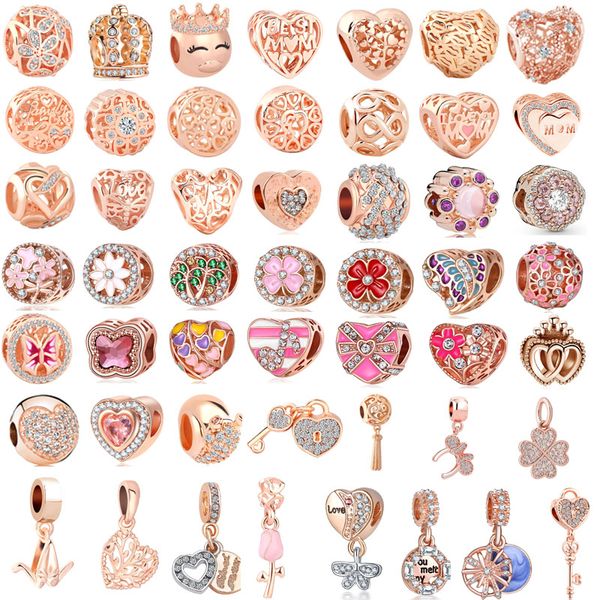 50pcs/lot(each for one) pink rose gold european mixed charm bead&clip fit pandora charms bracelet for women diy jewelry m004, Black 
50pcs/lot(each for one) pink rose gold european mixed charm bead&clip fit pandora charms bracelet for women diy jewelry m004, Black