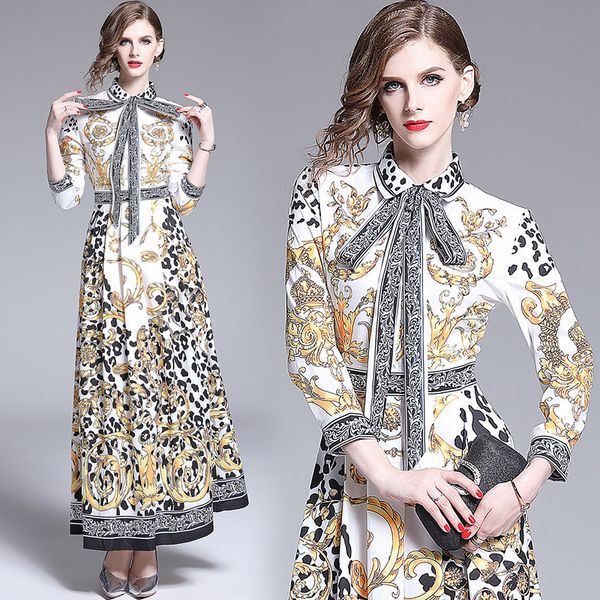 luxury fashion women's vintage barocco printed dress elegant ribbon tie collar office lady slim stunning runway party evening dresses, Black;gray
luxury fashion women's vintage barocco printed dress elegant ribbon tie collar office lady slim stunning runway party evening dresses, Black;gray