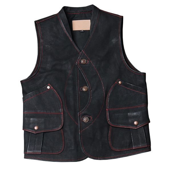 2020 japan style men black leather vest men single breasted plus size xxxxl genuine cowhide spring slim fit short casual vest, Black;white
2020 japan style men black leather vest men single breasted plus size xxxxl genuine cowhide spring slim fit short casual vest, Black;white