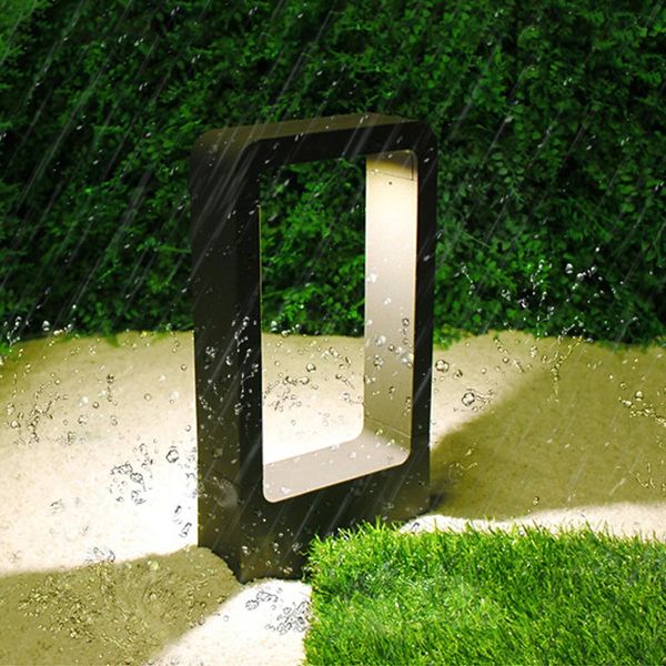 brelong led lawn light modern square column lantern lamp aluminum outdoor garden garden park street light ip65