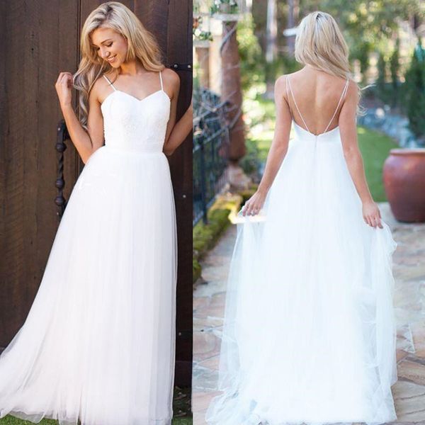 white romantic beach wedding dresses spaghetti a line backless tulle boho country bridal gowns custom made
white romantic beach wedding dresses spaghetti a line backless tulle boho country bridal gowns custom made