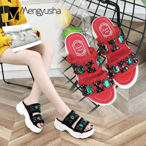 diamond rivets double denim band tassel creepers women sandals open toe platform slippers fringe crystal studs muffins sandalias, Black
diamond rivets double denim band tassel creepers women sandals open toe platform slippers fringe crystal studs muffins sandalias, Black