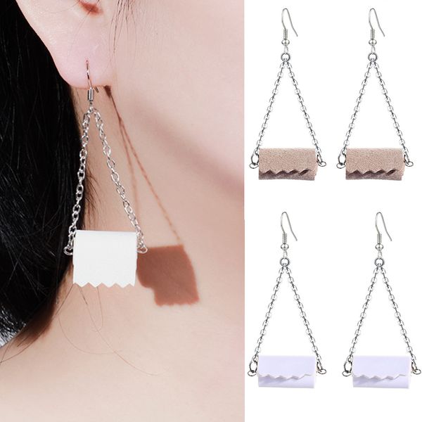 2020 new creative roll paper dangle drop earrings funny 3d tissue geometric drop earrings creative paper towel toilet paper earrings for wom, Silver
2020 new creative roll paper dangle drop earrings funny 3d tissue geometric drop earrings creative paper towel toilet paper earrings for wom, Silver