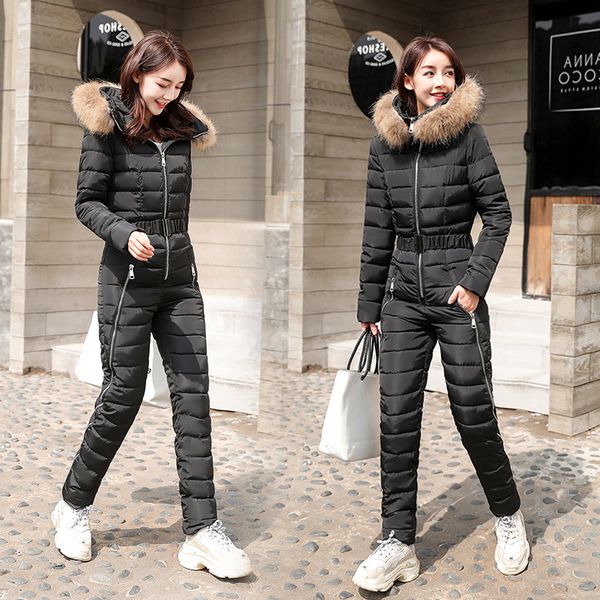 cotton-padded jumpsuits women's 2019 winter new style slim fit skiing cotton-padded jacket set thick down jacket c, Blue;black
cotton-padded jumpsuits women's 2019 winter new style slim fit skiing cotton-padded jacket set thick down jacket c, Blue;black