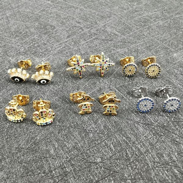 bohemia gold silver stud earrings evil eye crown copper earrings women cubic zirconia jewelry fashion accessories holiday gift, Golden;silver
bohemia gold silver stud earrings evil eye crown copper earrings women cubic zirconia jewelry fashion accessories holiday gift, Golden;silver