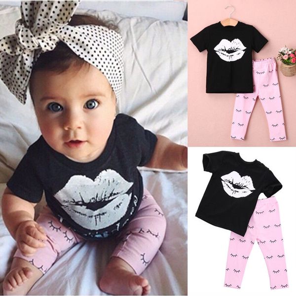 summer clothes set for kids baby girls suit lips and eyelash pink pant children's clothing sets 2pcs outfits, White
summer clothes set for kids baby girls suit lips and eyelash pink pant children's clothing sets 2pcs outfits, White
